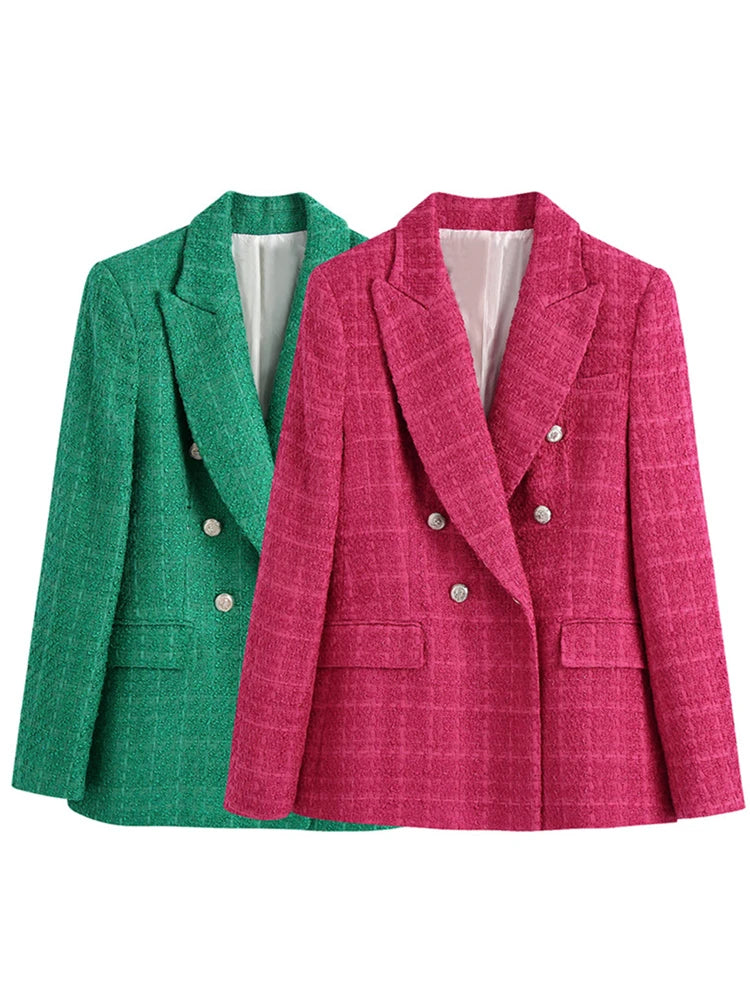 Double-breasted blazer long-sleeved casual office jacket