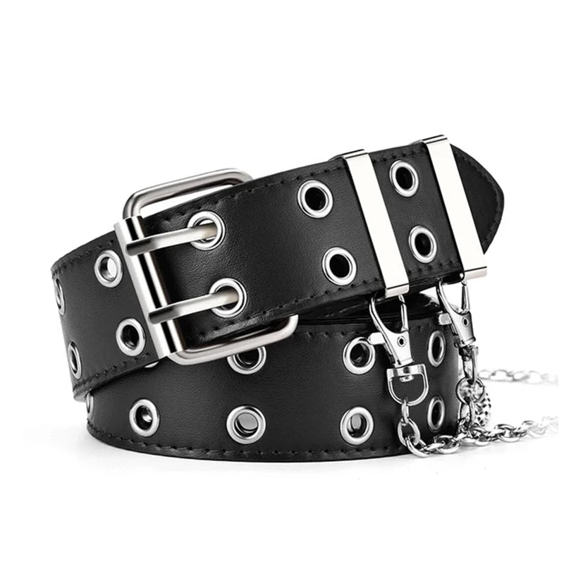 Unisex Belts For Men and Women High Quality Double Hole Star Eyelet Belt