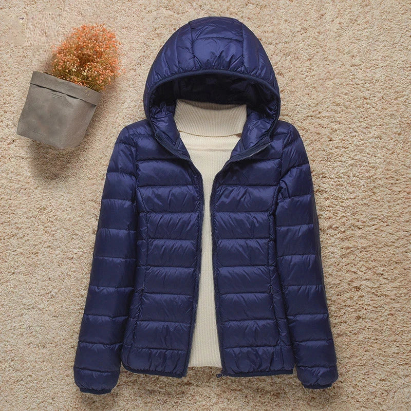 Winter Light Slim Puffer Portable Hooded Windproof Coat