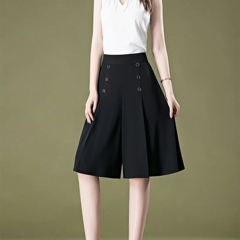 Solid Skirt with High Waist