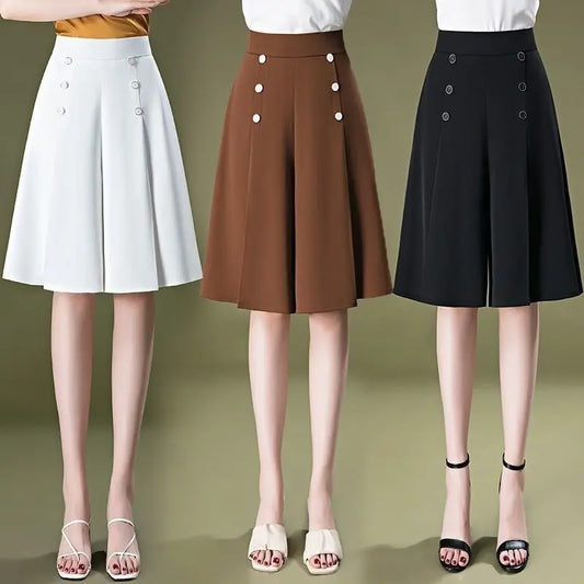 Solid Skirt with High Waist