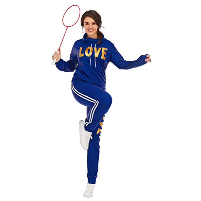 Judy LOVE Letter 2 Piece High Neck Hoodies Sweatshirt Pants Tracksuit