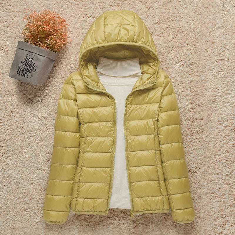 Winter Light Slim Puffer Portable Hooded Windproof Coat