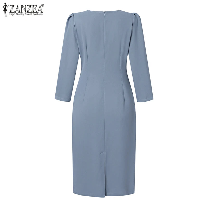 Zan Elegant 3/4 Sleeve V-Neck Party Dress