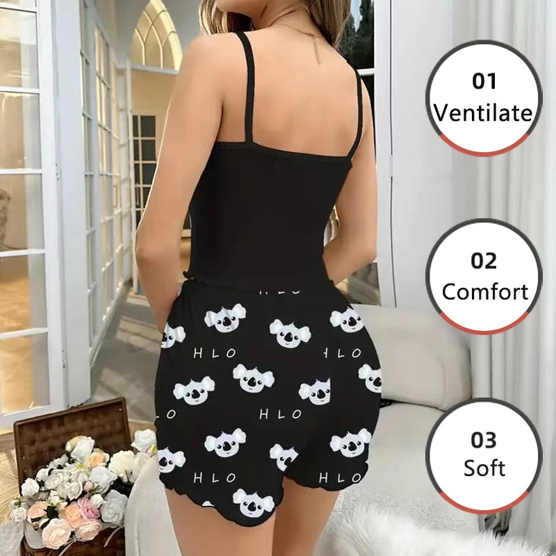 Women Pyjamas Sleepwear Camisole And Shorts  Casual Soft Comfortable Wear