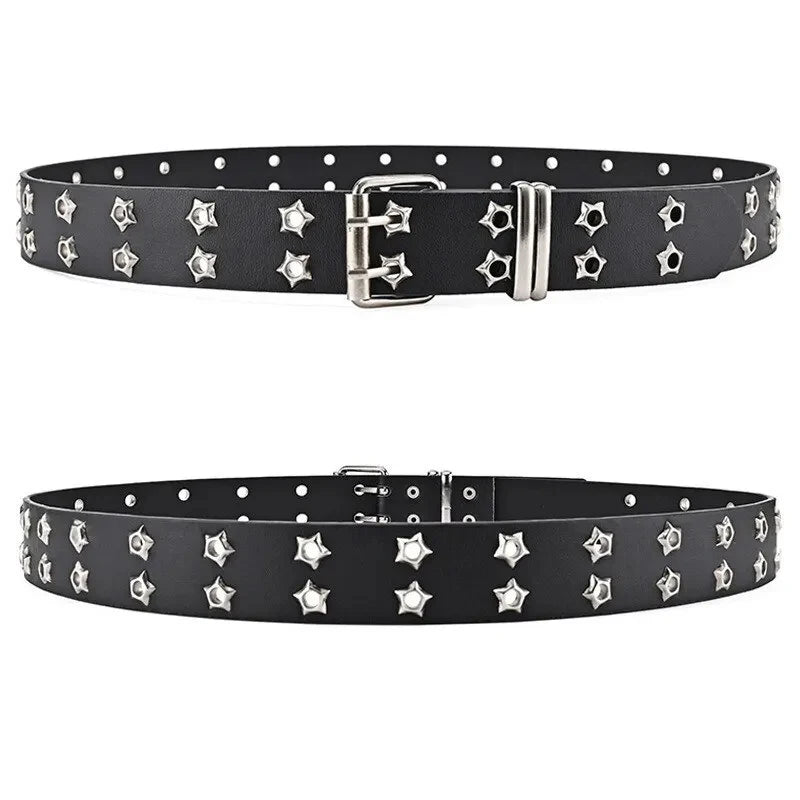 Unisex Belts For Men and Women High Quality Double Hole Star Eyelet Belt