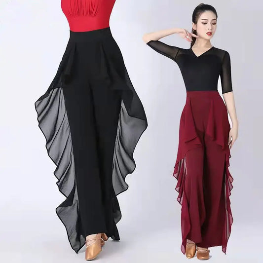 Chiffon Pants Dance Wide Leg Trousers