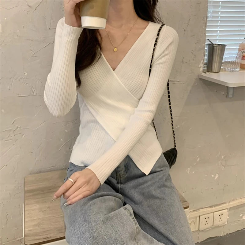 Jane Pullover Casual V-neck Knitted Sweaters