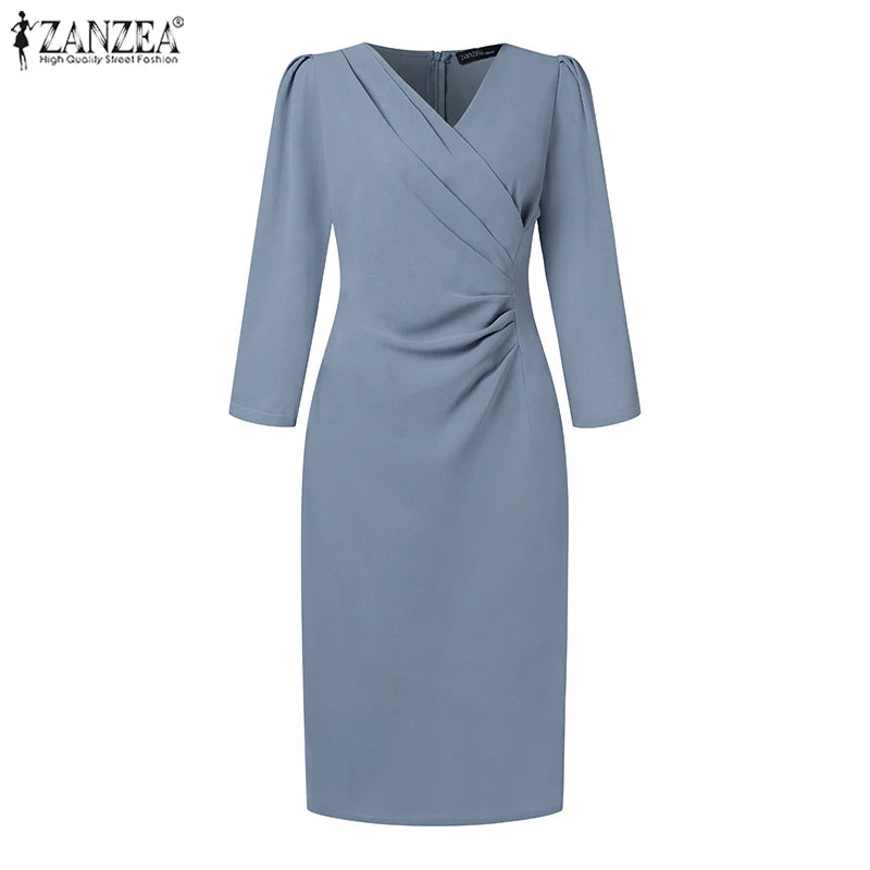 Zan Elegant 3/4 Sleeve V-Neck Party Dress