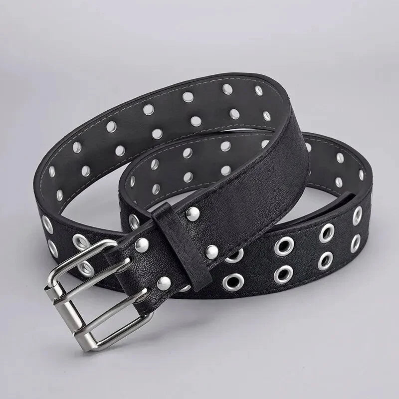 Unisex Belts For Men and Women High Quality Double Hole Star Eyelet Belt