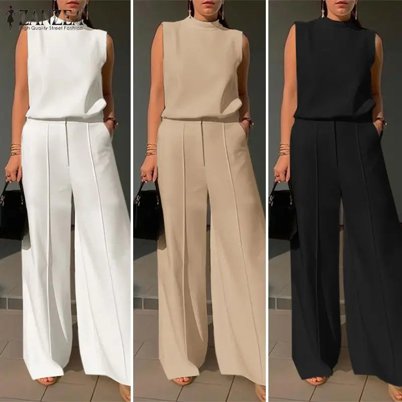 2pcs Outfits Tank Tops and Wide Leg Pant Suits Oversize