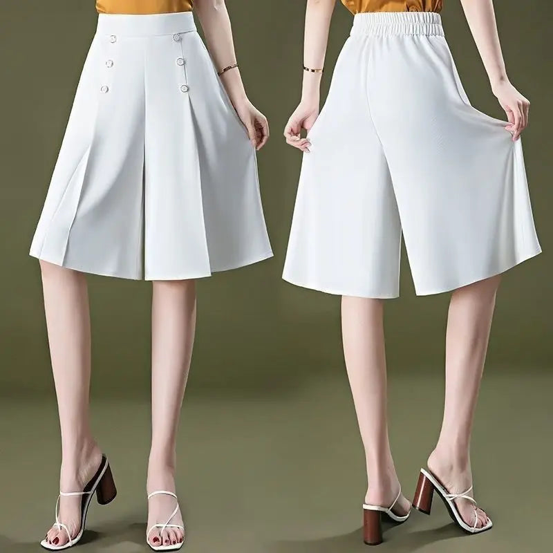 Solid Skirt with High Waist