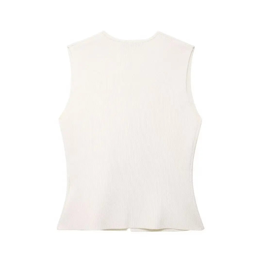 Ladies Knit Vest Cropped Sleeveless Top