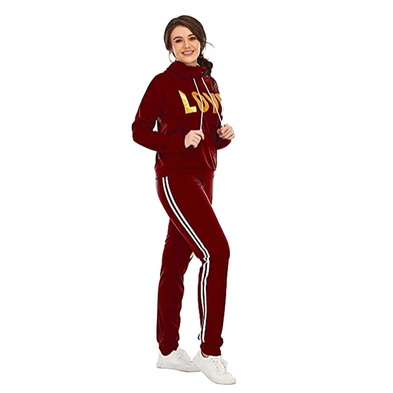 Judy LOVE Letter 2 Piece High Neck Hoodies Sweatshirt Pants Tracksuit