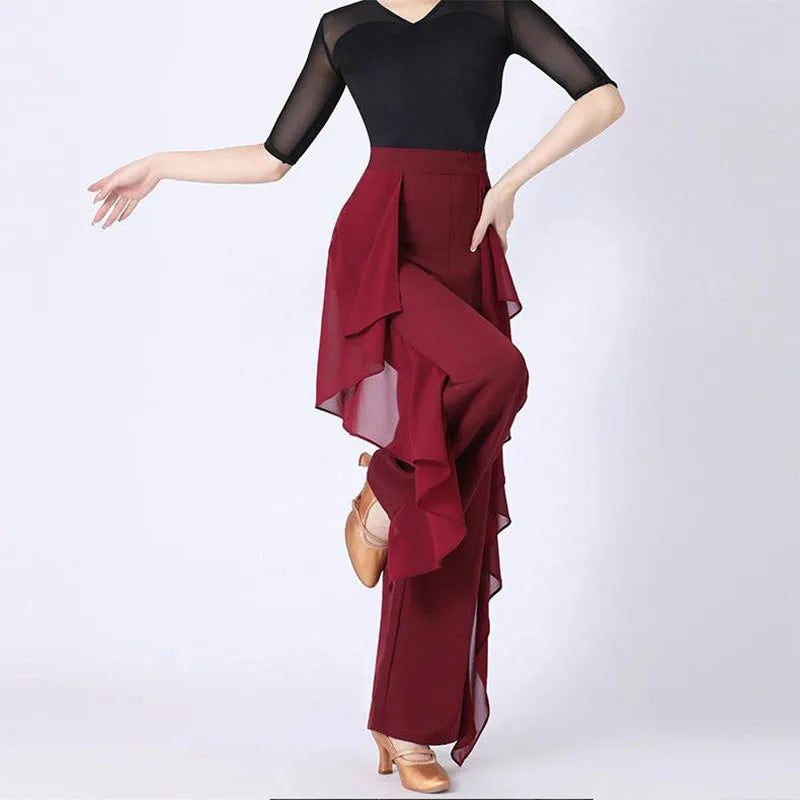 Chiffon Pants Dance Wide Leg Trousers